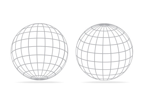 gray vector grid earth globe icons isolated on white background