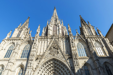 Fototapeta premium Gothic facade of the cathedral of Barcelona