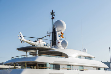 Yacht with a helicopter on its deck, Barcelona