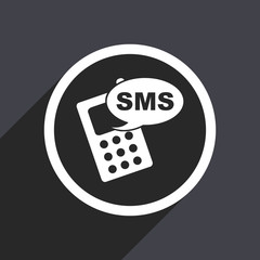 Gray flat design web vector sms icon