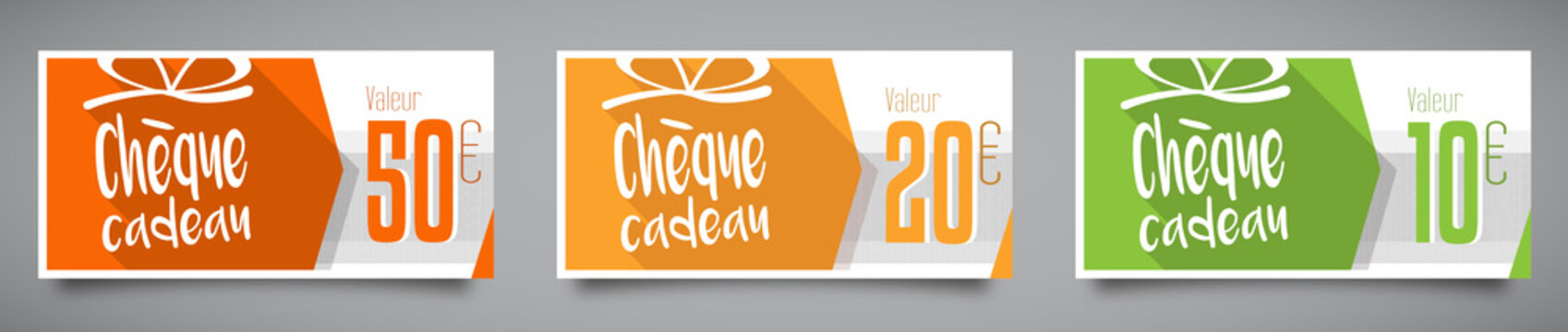 Ch&egrave;ques cadeau de 10, 20, et 50 euros