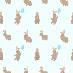 cute seamless pattern with vector rabbit
