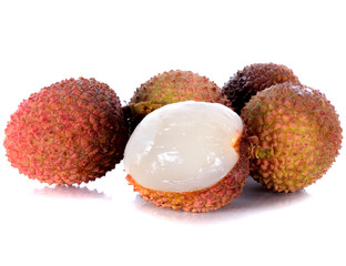 lychee on white background