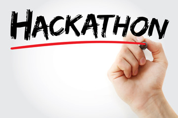Hand writing Hackathon with marker, business concept