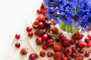 Bouquet of cornflowers in a vase. Selective focus