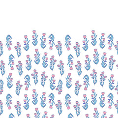 Seamless pattern with stylized cute pink tulips. Endless texture for easter and spring design, greeting cards, fabrics, announcements, posters.