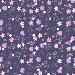 vintage vector seamless pattern with floral elements. summer flower and leaf elements. herbal pattern