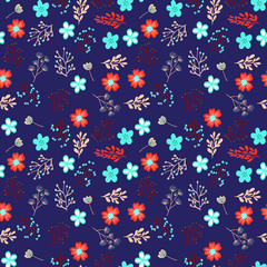 Fototapeta na wymiar vintage vector seamless pattern with floral elements. summer flower and leaf elements. herbal pattern