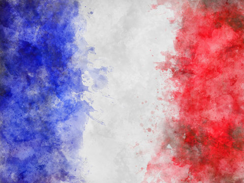 Blue, White and Red Painterly Flag of France