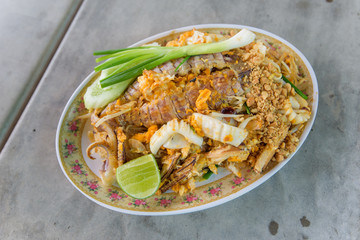 Thai food Pad thai , Stir Fried noodles with seafood