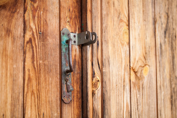 old wood door metal latch