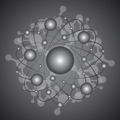 Global Network On Gray Background - Vector Illustration, Graphic Design. Point And Curve Constructed The Sphere