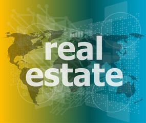 real estate text on touch screen vector illustration