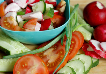 The vegetables for the salad.