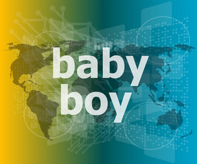 baby boy word on a virtual digital background vector illustration