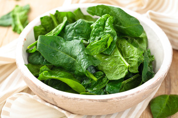 Fresh spinach leaves.