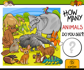 Obraz na płótnie Canvas count animals activity for children