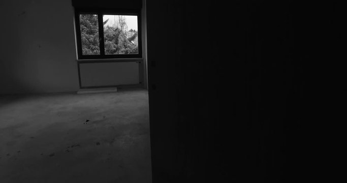 Abandoned dark room in the house.