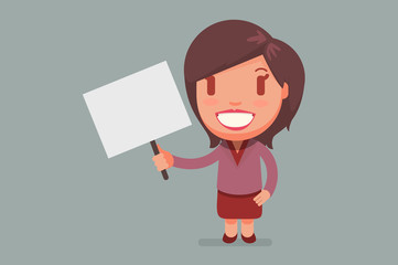 Woman holdin a billboard