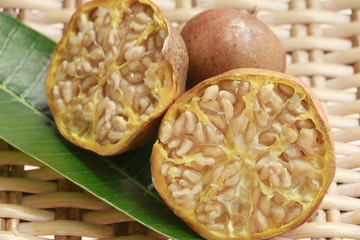 Pomegranate on wood background.Pomegranatethai.Thai pomegranate