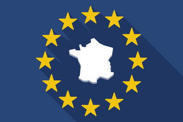 long shadow EU flag with  the map of France