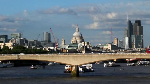 City of London in Late Afternoon Light From Hungerford Bridge
