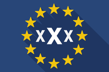 long shadow EU flag with  a XXX letter icon
