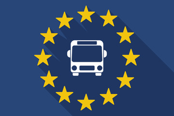 long shadow EU flag with  a bus icon