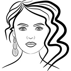 Face shape, graphic illustration makeup courses. Face of woman or girl