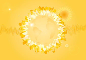 Summer sunny background. Abstract orange sunny background. Sun light illustration