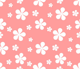 Seamless texture with flowers on pink background. Vector background for scrapbooking, greeting cards, web sites and your design