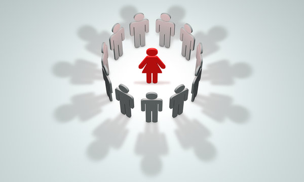 Women-leader (symbolic figures of people). 3D illustration rende