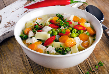 Bowl of chicken soup