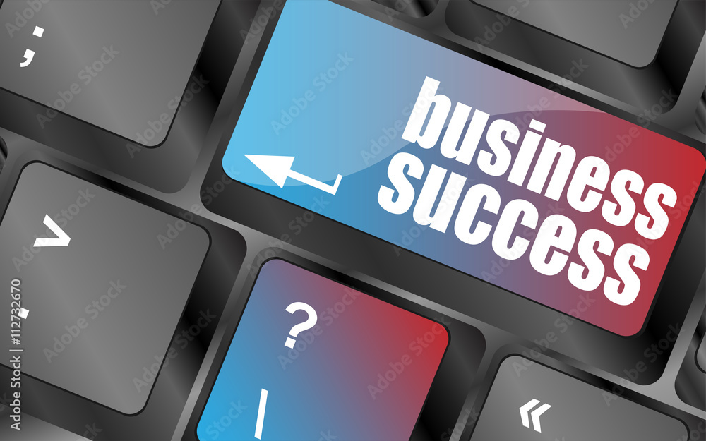 Poster business success button on computer keyboard key vector . keyboard keys, keyboard button, keyboard icon