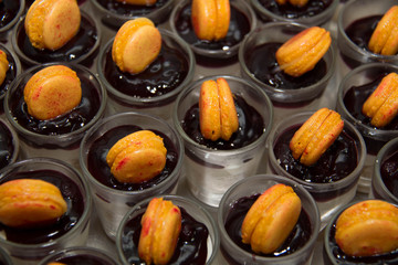  cheese mousse and blueberries filling macaroon on top