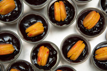 cheese mousse and blueberries filling macaroon on top