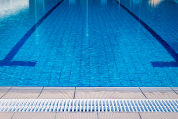 Open air olympic swimming pool and competition lines