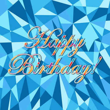 happy birthday abstract blue card pattern