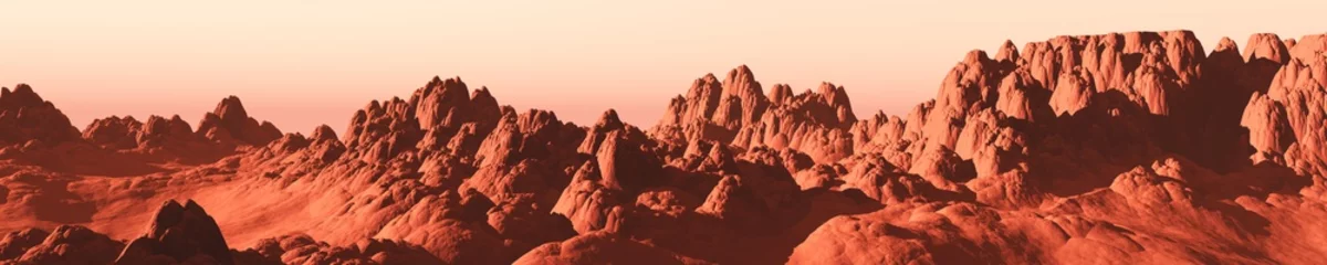 Fototapeten Marslandschaft, ein Panorama des roten Planeten © ustas