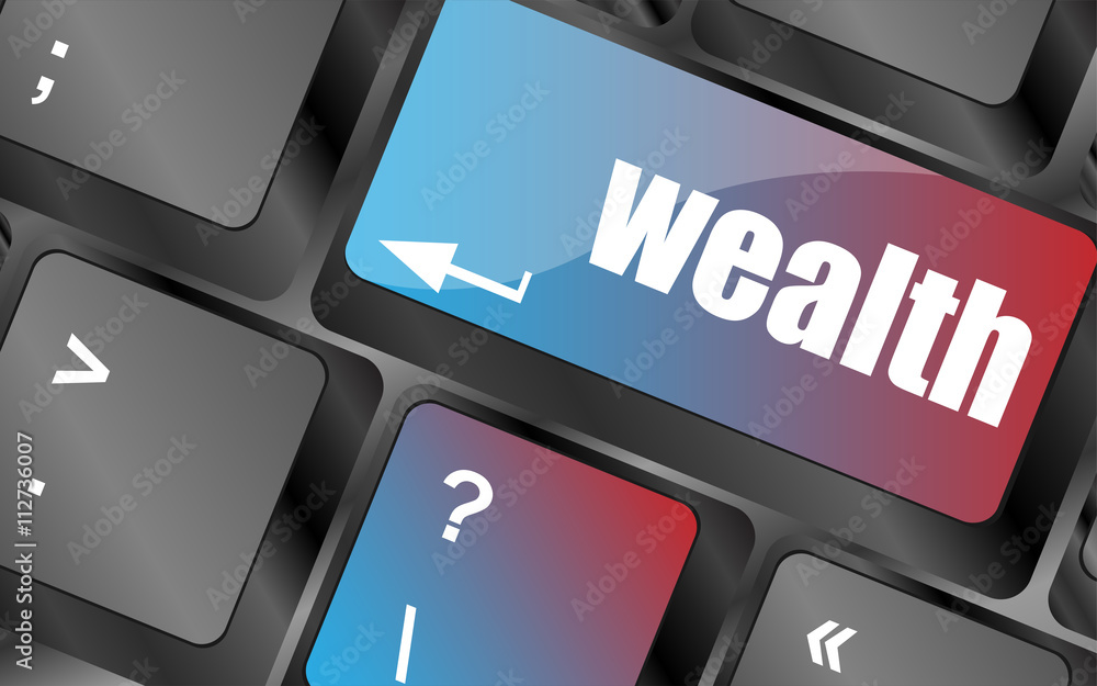 Poster cloud icon with wealth word on computer keyboard key vector . keyboard keys, keyboard button, keyboa