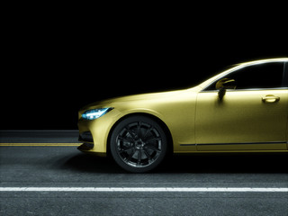 Car wrapped in golden carbon film