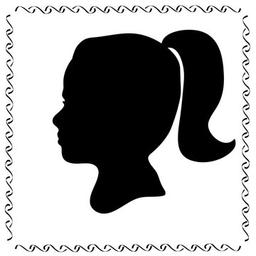 Black silhouette girl profile face