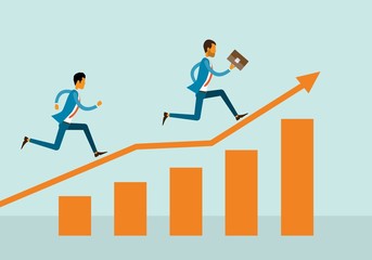  two business man competitive on graph  concept