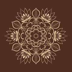 Flower mandala over dark brown