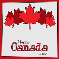 Hand drawn maple leaf Canada Day card in vector format.