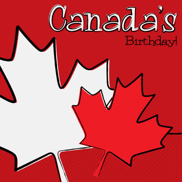 Hand drawn maple leaf Canada Day card in vector format.