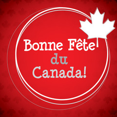 Circle Canada Day maple leaf card in vector format.