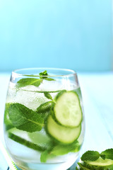 Homemade cucumber and mint lemonade.