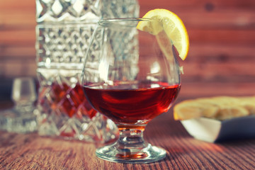 brandy alcohol set glass and carafe
