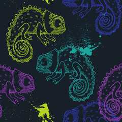 Materiał do szycia chameleon. vector seamless pattern
